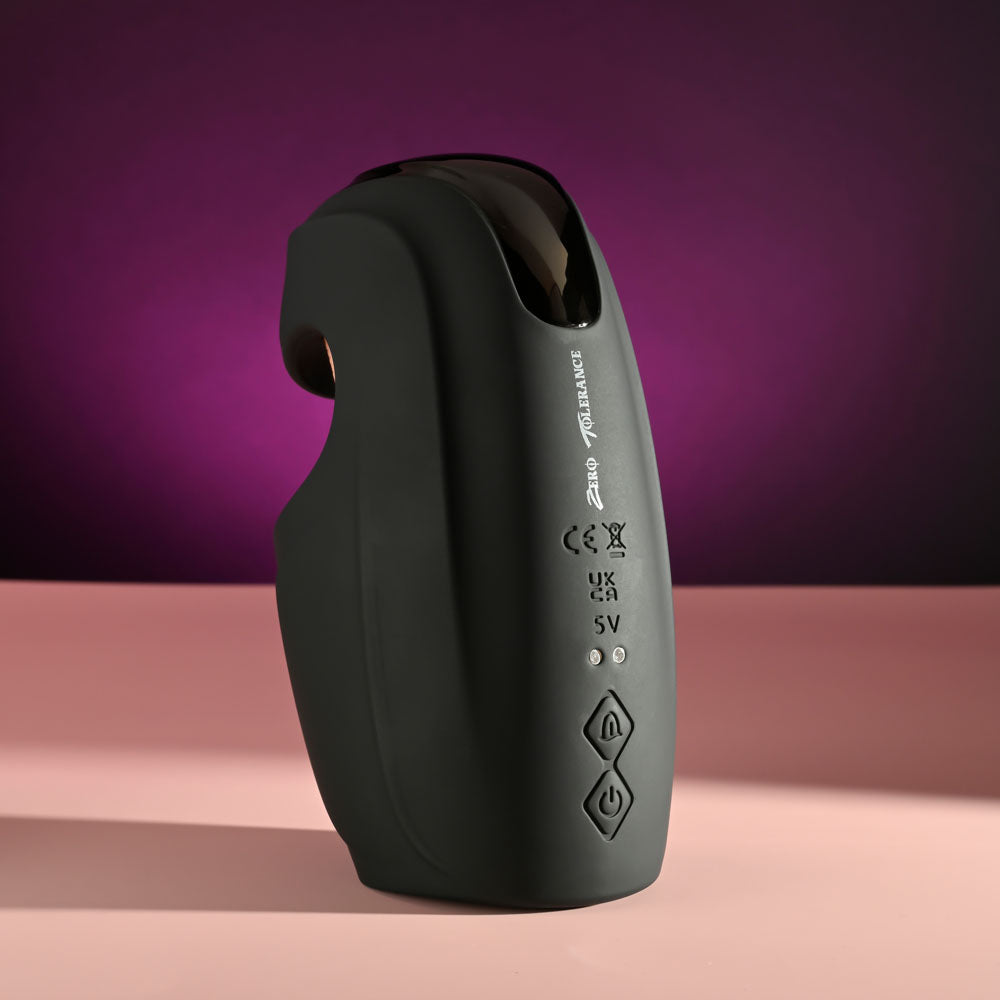 Zero Tolerance LICK THE TIP - Black USB Rechargeable Vibrating & Flicking Masturbator - Naughty by Nature Adult Store