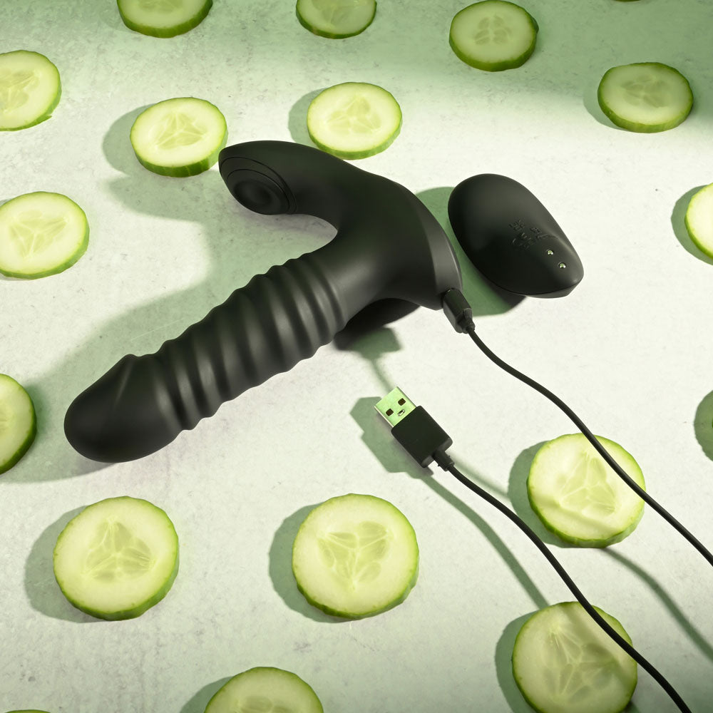 Zero Tolerance STRIKER - Black 16.4 cm USB Rechargeable Thrusting Anal Vibrator with Wireless Remote Control - Naughty by Nature Adult Store