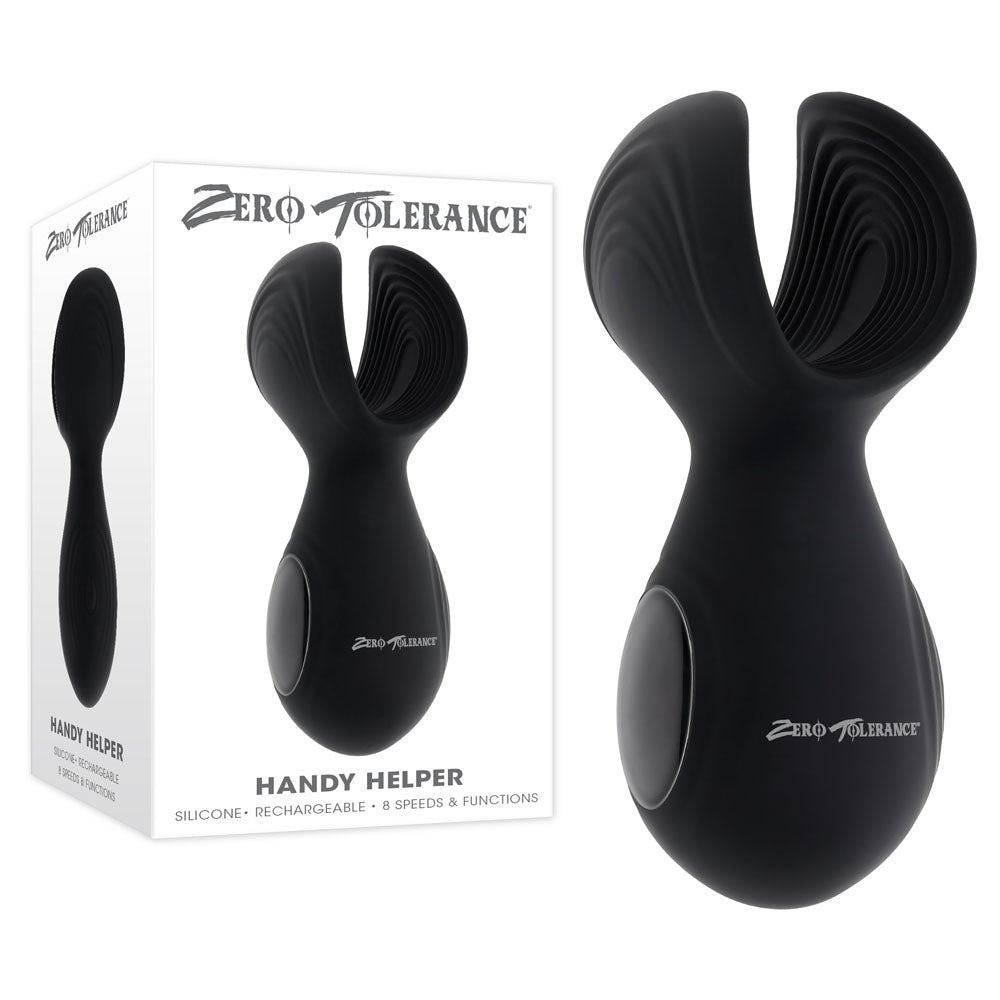 Zero Tolerance HANDY HELPER - Black USB Rechargeable Vibrating Stroker - Naughty by Nature Adult Store