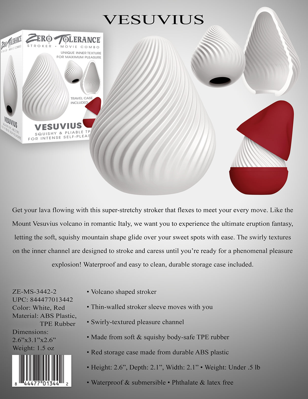 Zero Tolerance VESUVIUS - White Mini Stroker Egg - Naughty by Nature Adult Store