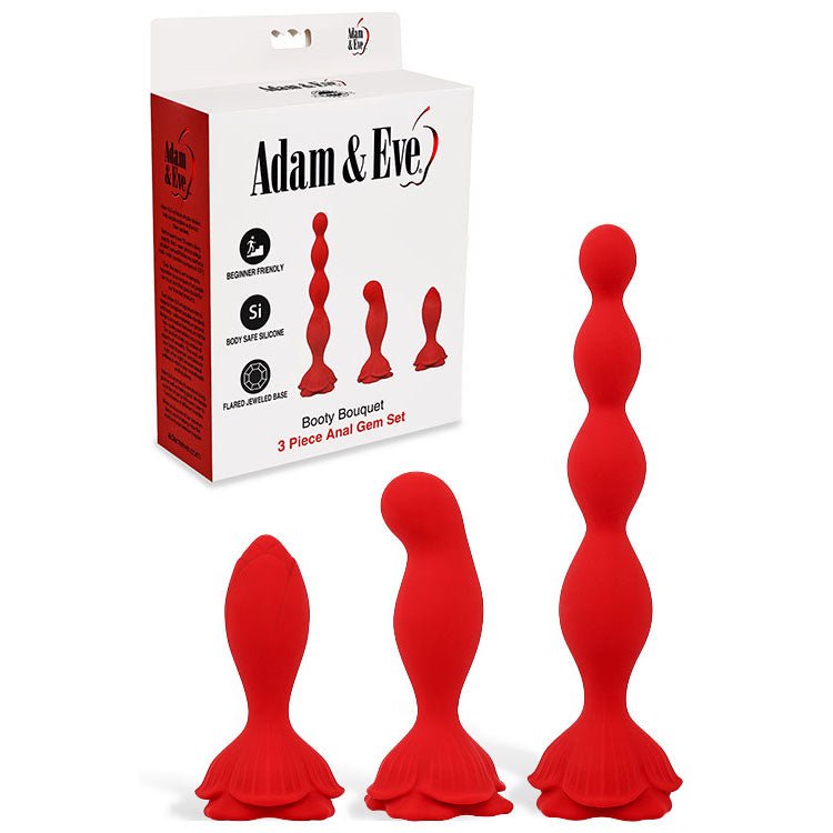 Adam And Eve Booty Bouquet Red Anal Training Kit Set Of 3 Sizes - ANAL TOYS