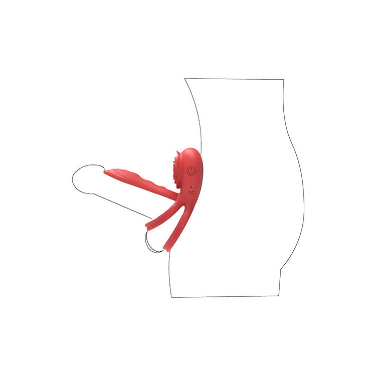 Adam And Eve Rose Vibrating Double Cock Ring For Couples - COCK RINGS