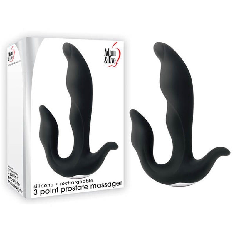 Adam & Eve 3 - Point Prostate Massager - Black USB Rechargable Vibrating Prostate Massager - ANAL TOYS