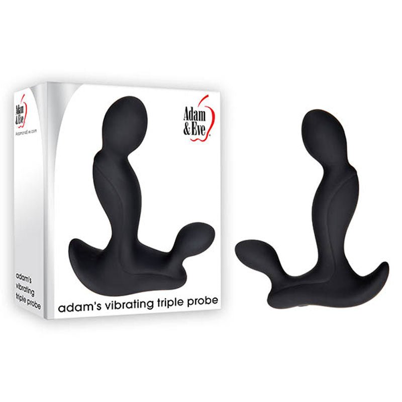 Adam & Eve Adam's Vibrating Triple Probe - Black USB Rechargeable Prostate Massager - ANAL TOYS
