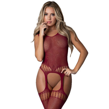 Alexia Body Stocking Burgundy - Lingerie - Naughty by Nature Adult Store