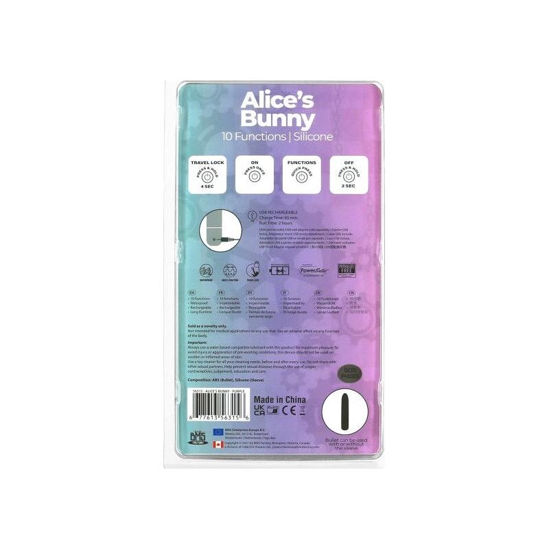 Alices Bunny Rechargeable Bullet w Rabbit Sleeve Purple - Adult Toys