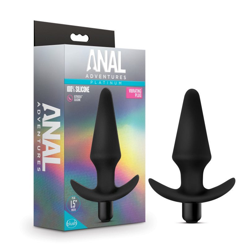 Anal Adventures Platinum Vibrating Plug - Black 12.7 cm (5'') Vibrating Butt Plug - Anal Toys
