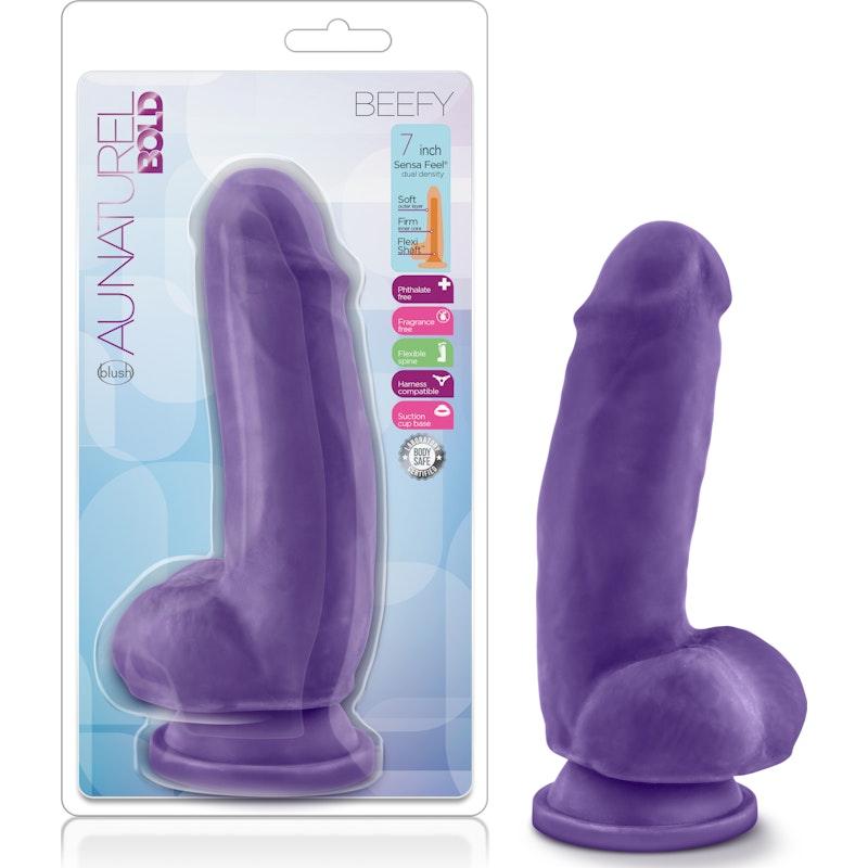 Au Naturel Bold Beefy 7in Dildo Purple - Naughty by Nature Adult Store