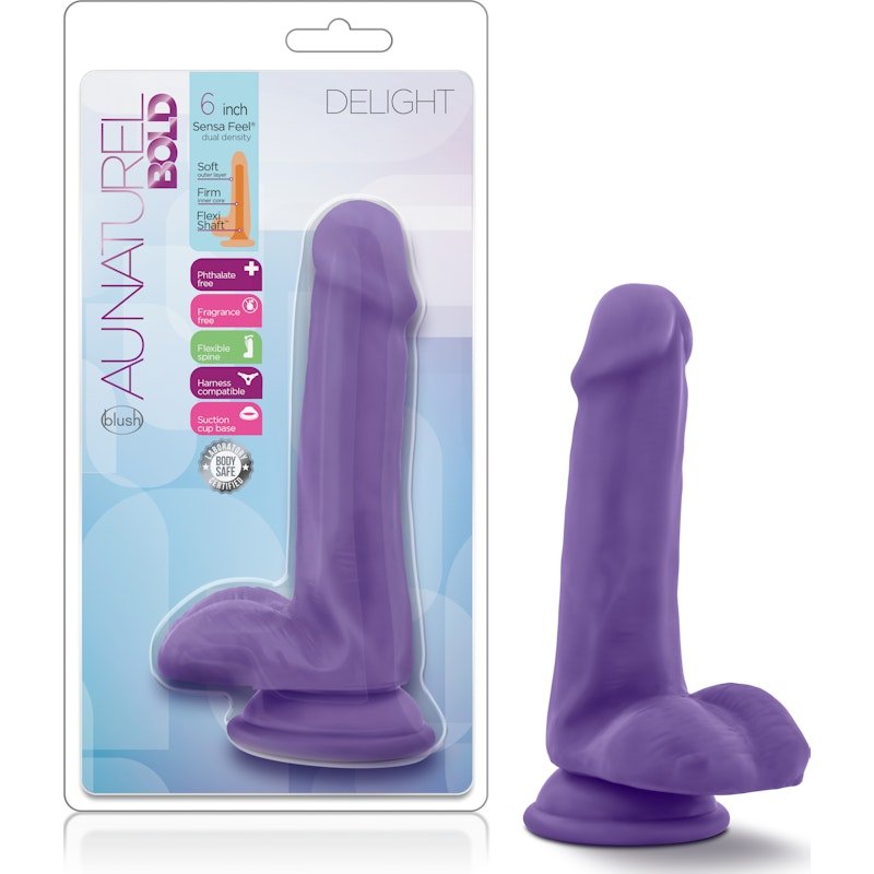 Au Naturel Bold Delight 6in Dildo Purple - Adult Toys