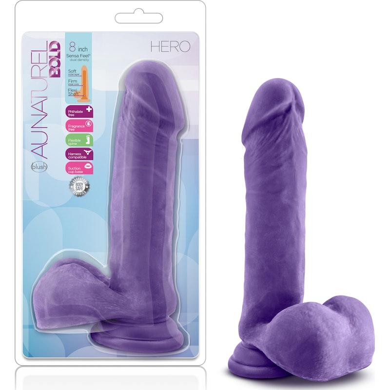 Au Naturel Bold Hero 8in Dildo Purple - Naughty by Nature Adult Store