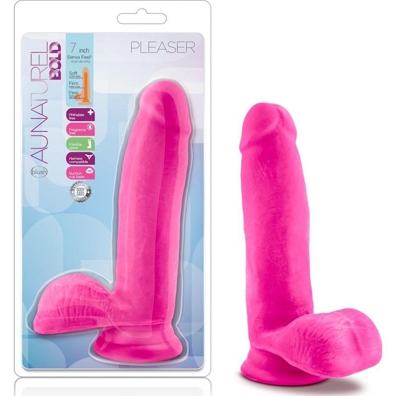 Au Naturel Bold Pleaser 7in Dildo Pink - Naughty by Nature Adult Store