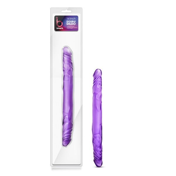 B Yours 14 Inch Purple Double Dildo For Couples Play 35.5 Cm - DONGS