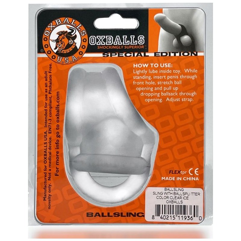 Ballsling Ball Split Sling Clear Ice - Adult Toys