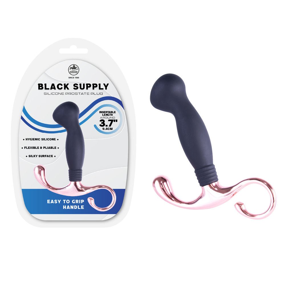 Black Supply 9.4 cm Silicone Prostate Plug For Anal Pleasure Body Safe - ANAL TOYS