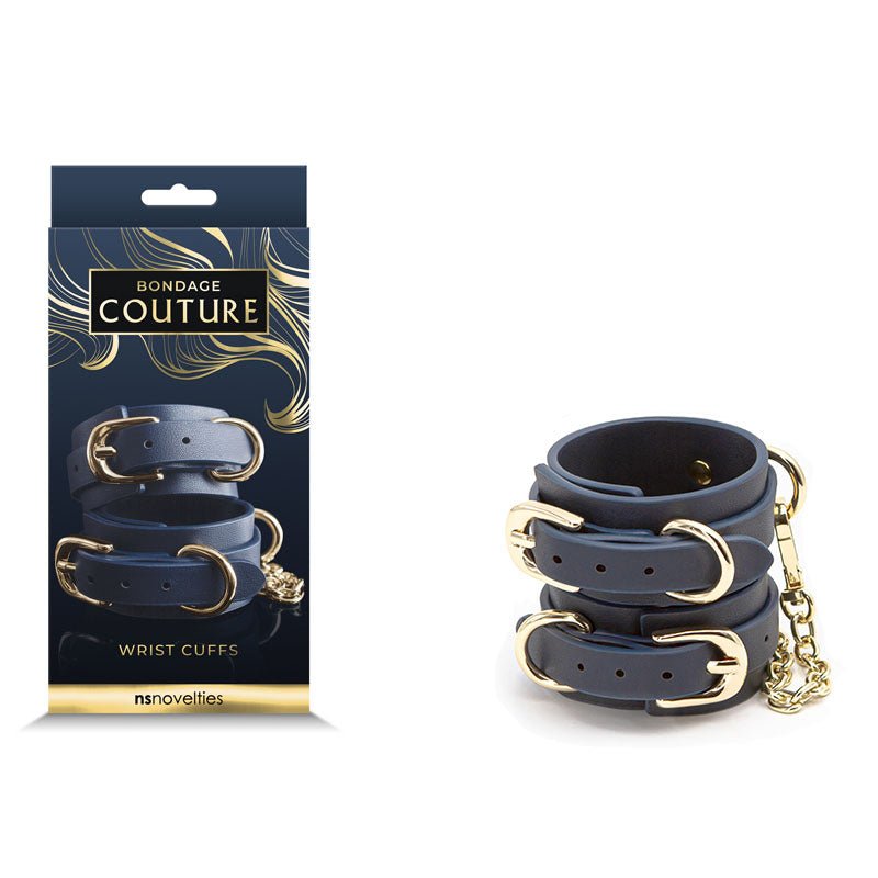 Bondage Couture Wrist Cuffs - Blue Restraints - BONDAGE - TOYS