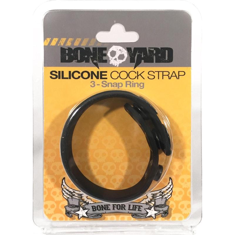 Boneyard Silicone Cock Strap - 3 Snap Ring - Black - Adult Toys