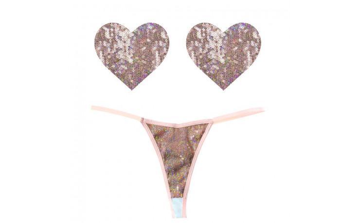Bubbly Feels Nude Sequin Pantie and Heart Pastie Set - Naughty by Nature Adult Store