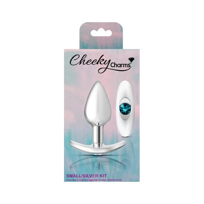 Cheeky Charms Silver Anchor Butt Plug w Clear and Pink Jewel Kit - Adult Toys