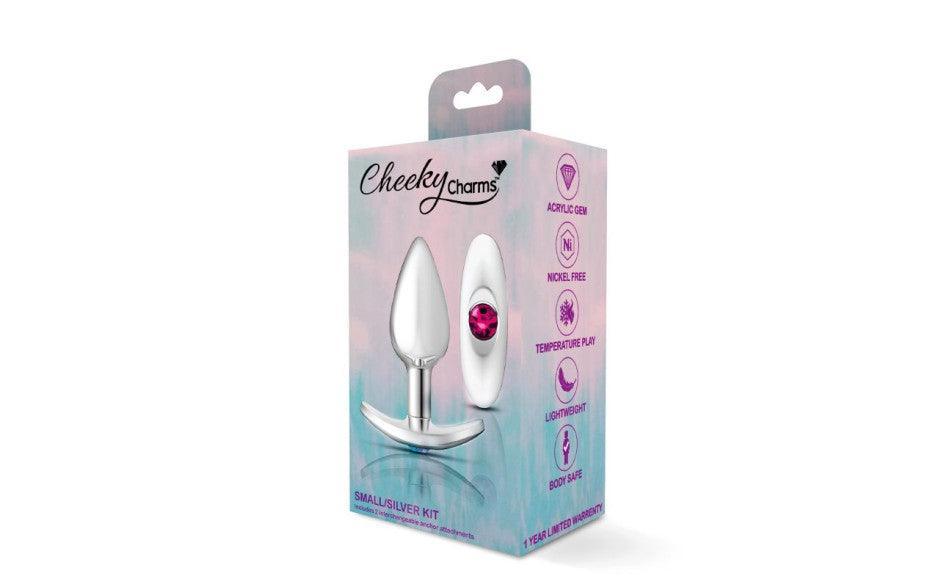 Cheeky Charms Silver Anchor Butt Plug w Clear and Teal Jewel Kit - Naughty by Nature Adult Store