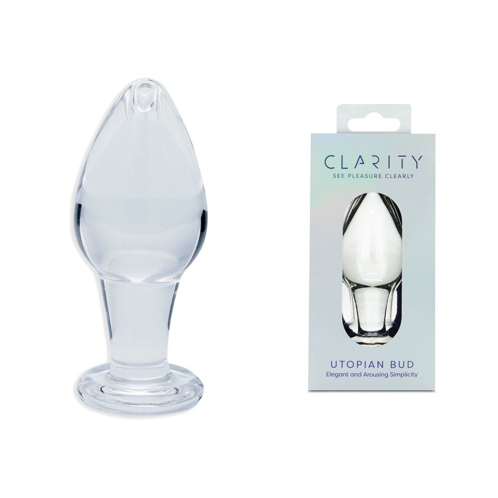 Clarity - Utopian Bud - Clear 8.9 cm Glass Butt Plug - GLASS TOYS