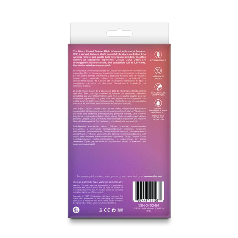 Colours Curve - Vibrating 6'' Dildo - Vibrating Dildo with Wireless Remote - DONGS