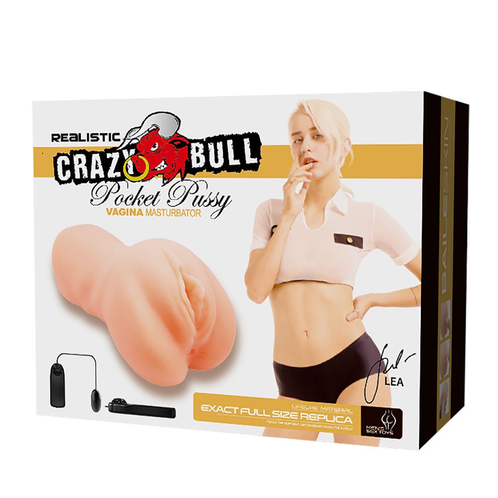Crazy Bull Lea Vibrating Vagina Stroker – Ribbed TPR Pocket Pussy - MASTURBATORS
