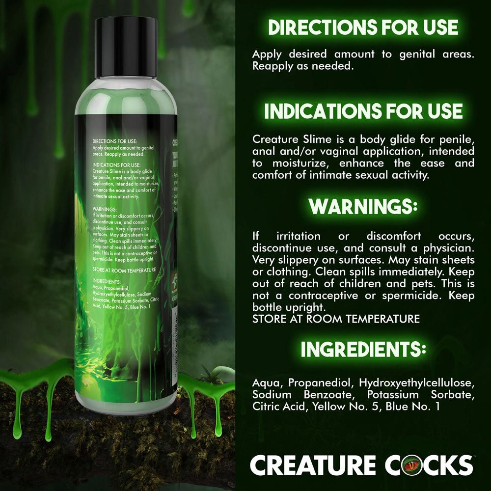 Creature Slime by Creature Cocks - Green Slime - Green Water Based Lubricant - 237 ml Bottle - LOTIONS & LUBES