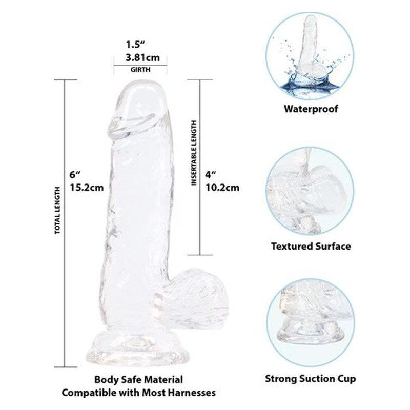 Crystal Dildo w Balls 6in Clear - Naughty by Nature Adult Store