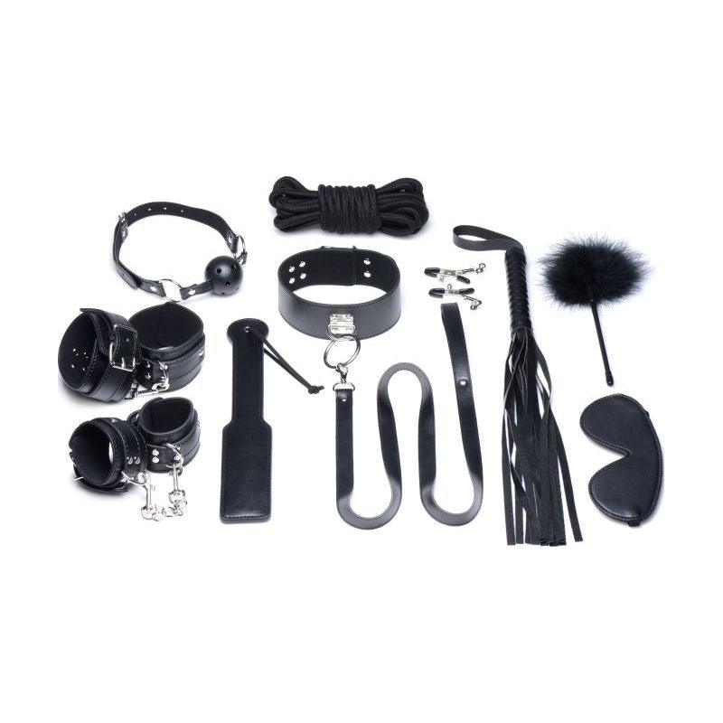 Deluxe 10 Pc Bondage Set Black - Adult Toys