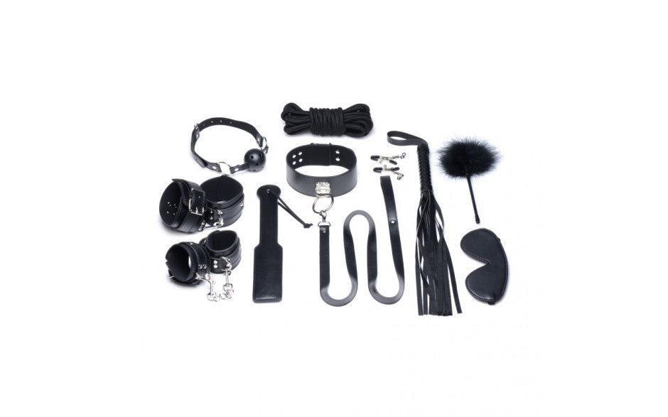 Deluxe 10 Pc Bondage Set Black - Adult Toys