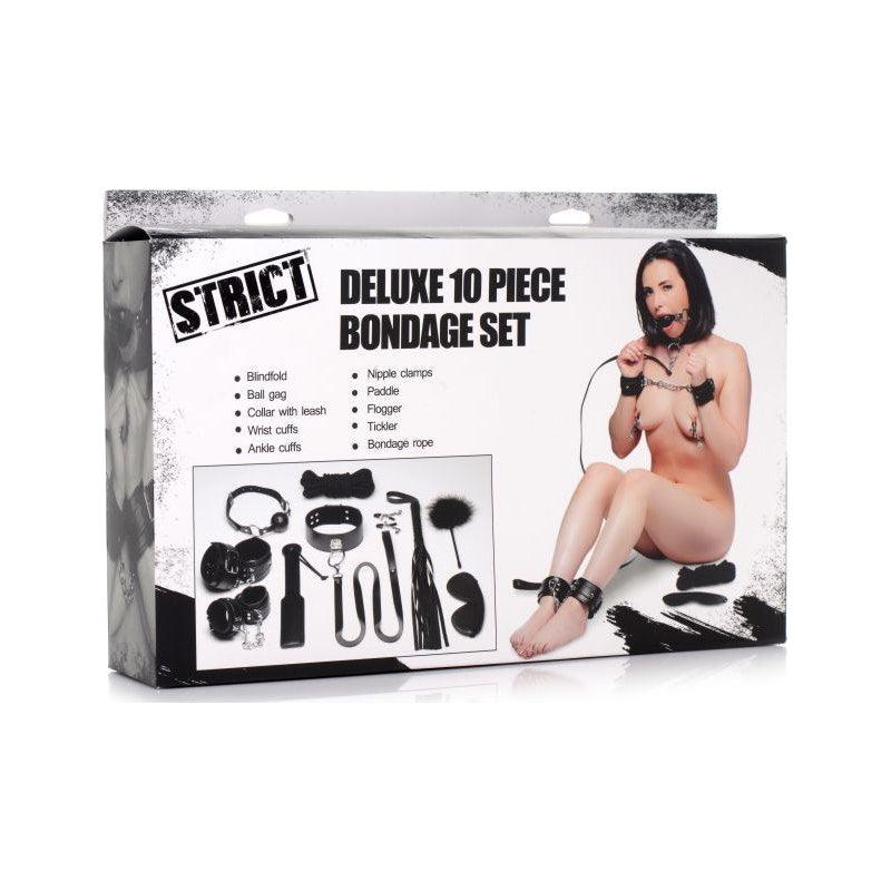 Deluxe 10 Pc Bondage Set Black - Naughty by Nature Adult Store