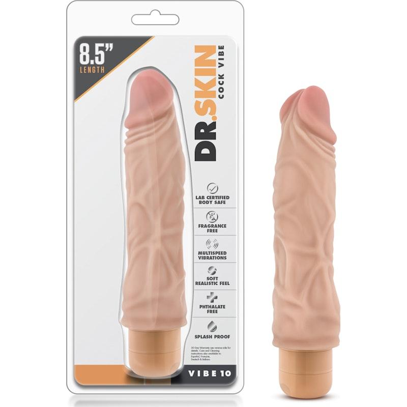 Dr Skin Cock Vibe 10 8.5in Vibrating Cock Beige - Naughty by Nature Adult Store