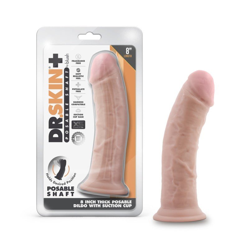 Dr Skin Plus 8 Inch Thick Posable Dildo Flesh Tone 20.3 Cm - DONGS