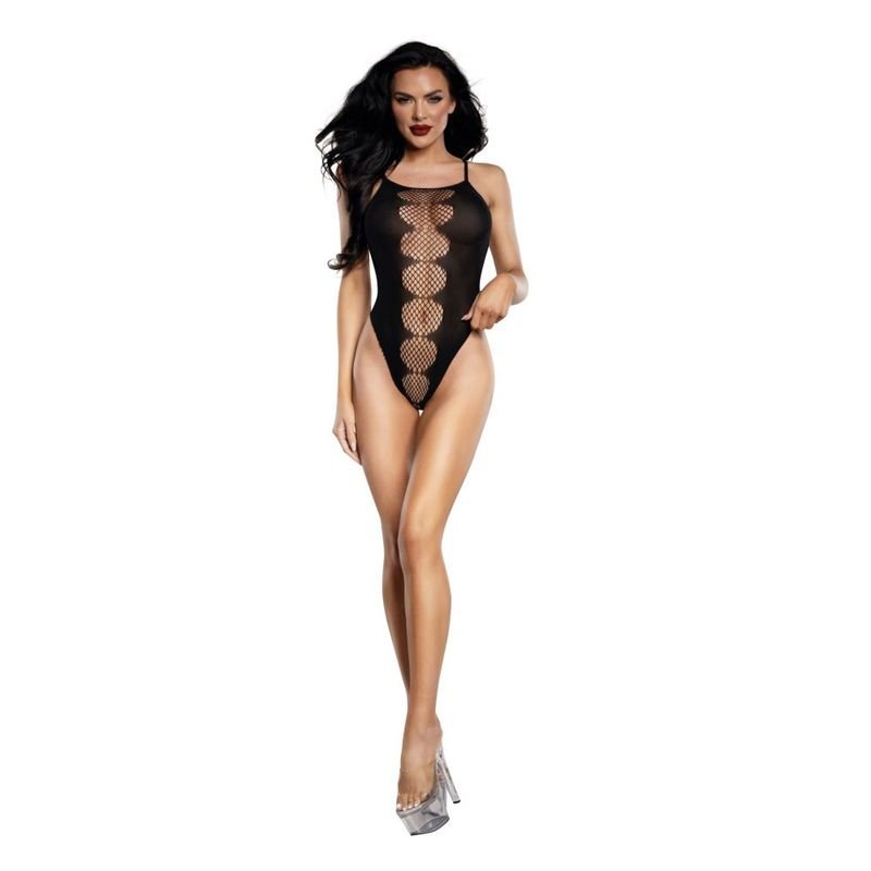 DreamGirl Fishnet Peek - A - Boo Teddy Black - Lingerie