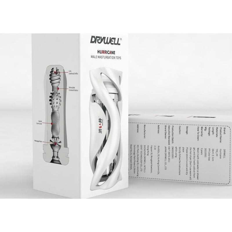 Drywell Hurricane Masturbator ā Ergonomic Silicone Spiral Sleeve - Adult Toys