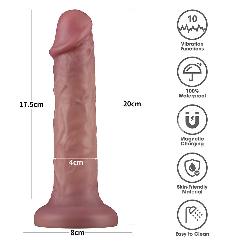 Dual Density Power Cock - 8 Inch Flesh - Vibrating Dong - DONGS