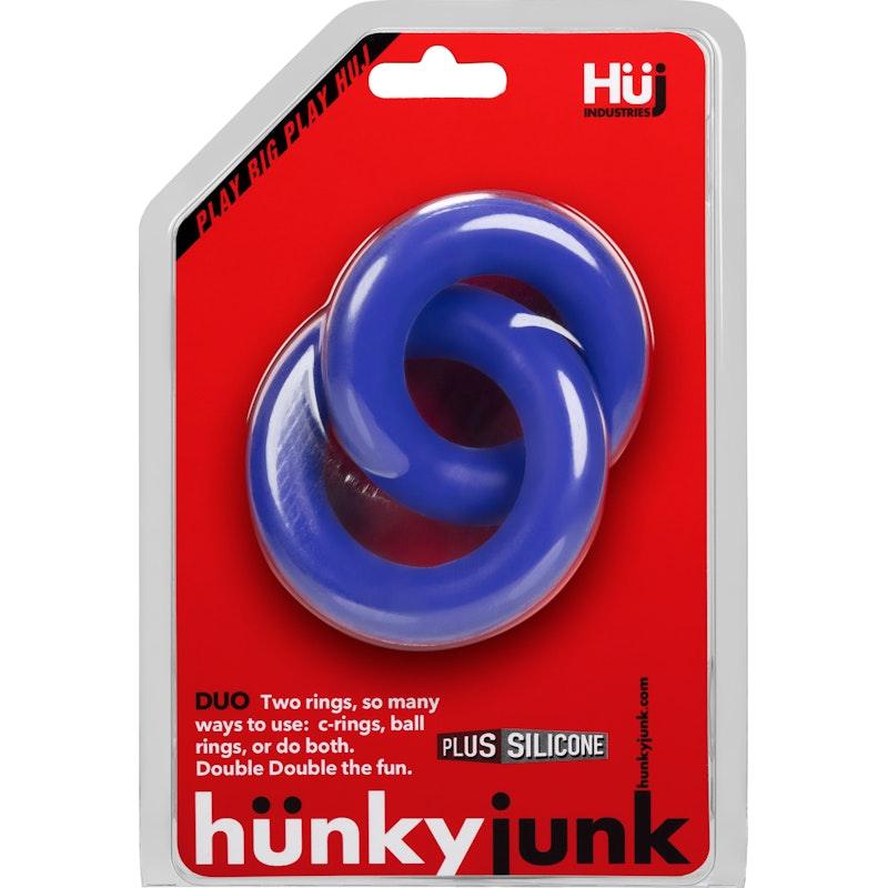 DUO Linked Cock/Ball Rings by Hunkyjunk Cobalt - Adult Toys