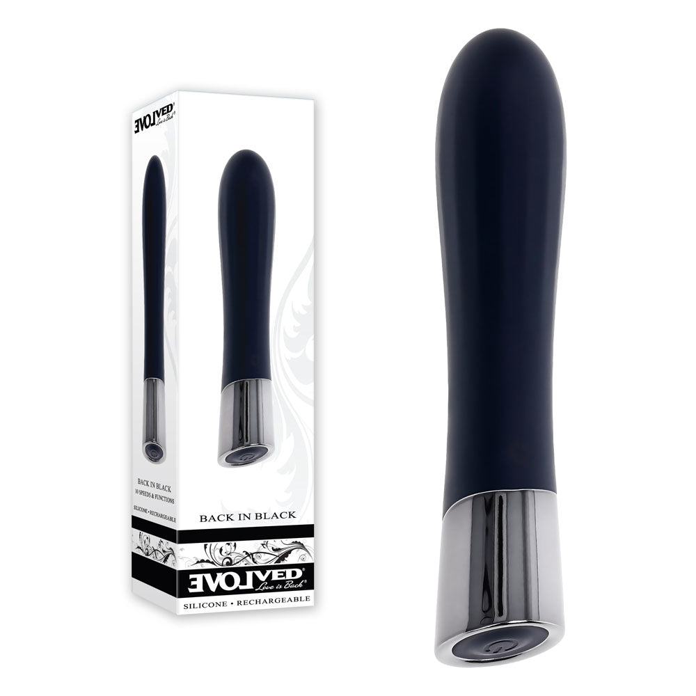 Evolved BACK IN BLACK - Black 11.9 cm USB Rechargeable Bullet - BULLETS & EGGS