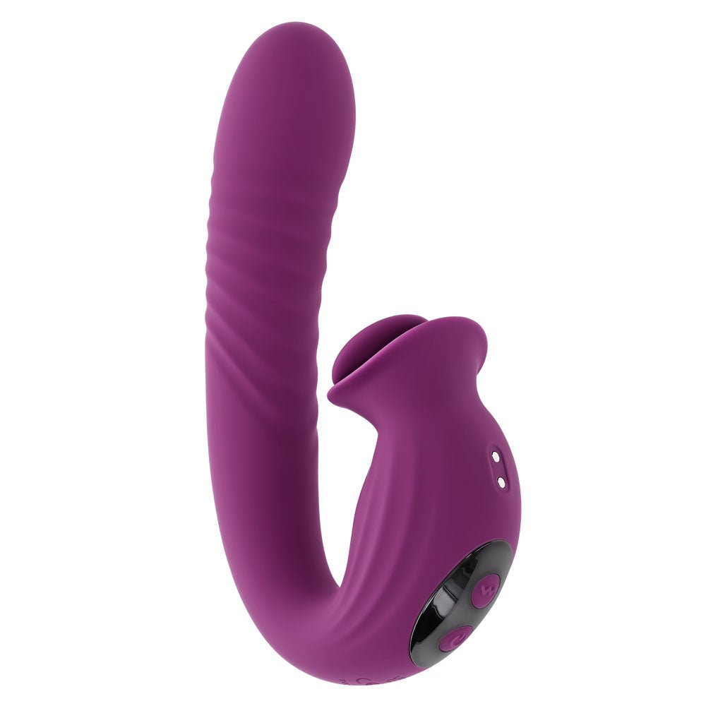 Evolved Deep Ecstasy Purple Thrusting And Tapping Vibrator - VIBRATORS