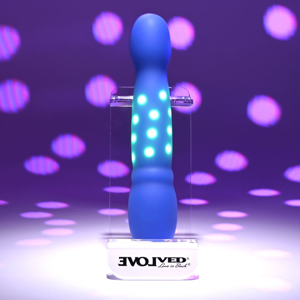 Evolved Disco Diva Blue Rechargeable Light Up Vibrator - VIBRATORS