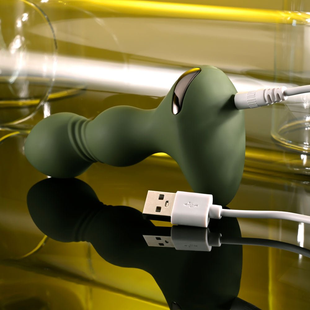 Evolved LIEUTENANT - Green 12.2 cm USB Rechargeable Vibrating Butt Plug - Anal Toys