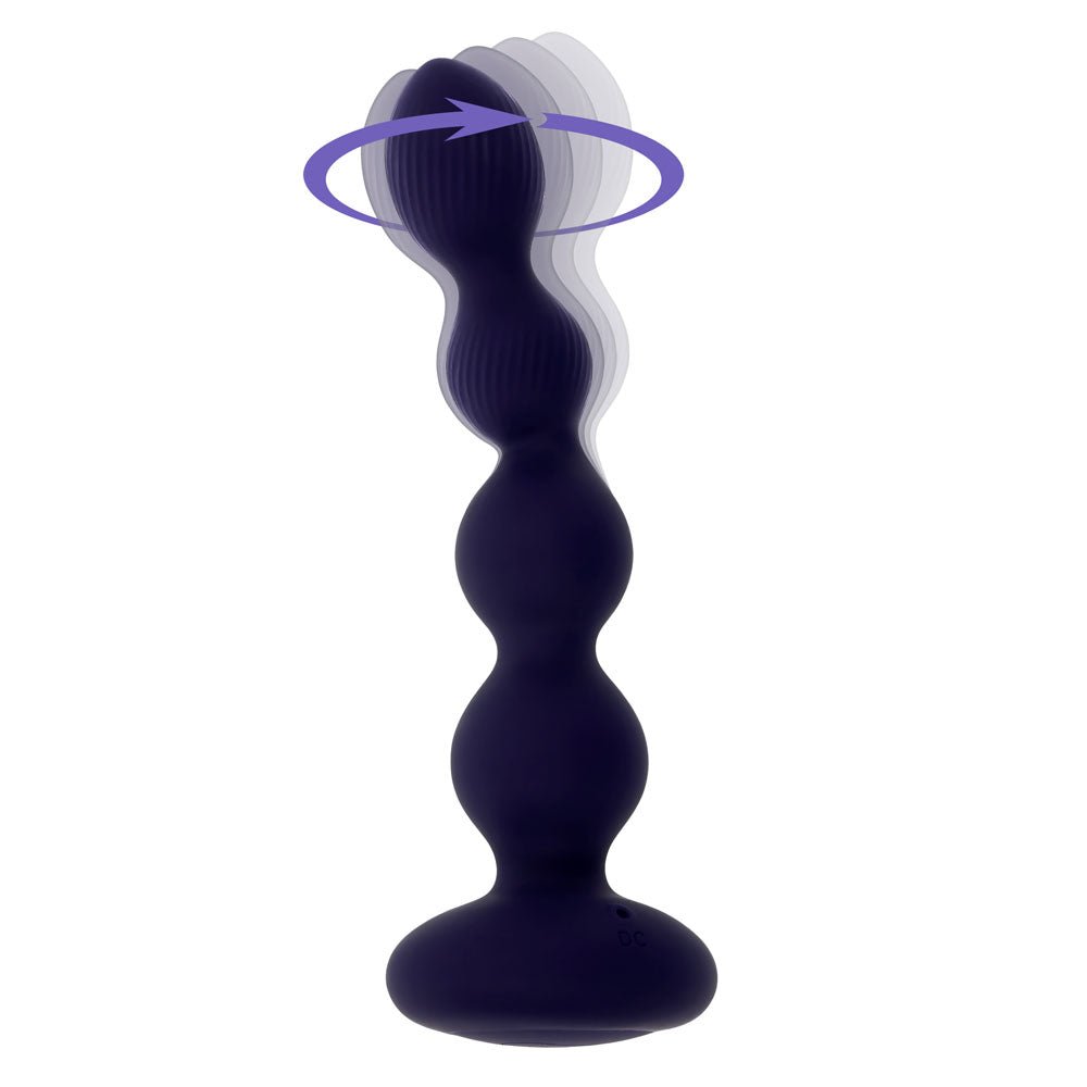 Evolved PLEASURE ORBIT - Navy Blue 17.8 cm USB Rechargeable Twirling & Vibrating Anal Beads with Remote - Anal Toys
