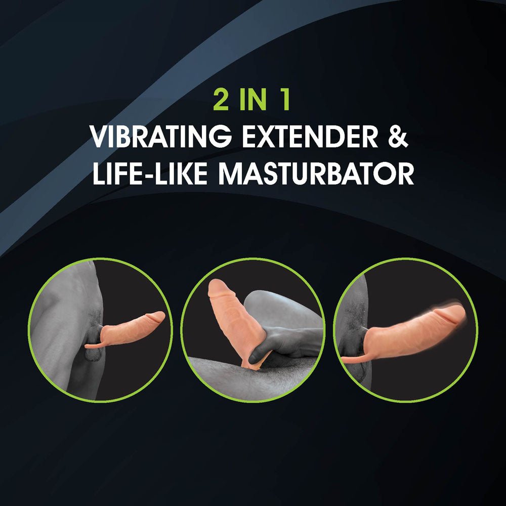 Extendor+ - Flesh 2 Inch Vibrating Penis Extender and Stroker - MASTURBATORS
