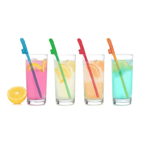 Super Fun Penis Party Straws - Multi Coloured Dicky Straws - 8 Pack - Naughty by Nature Adult Store