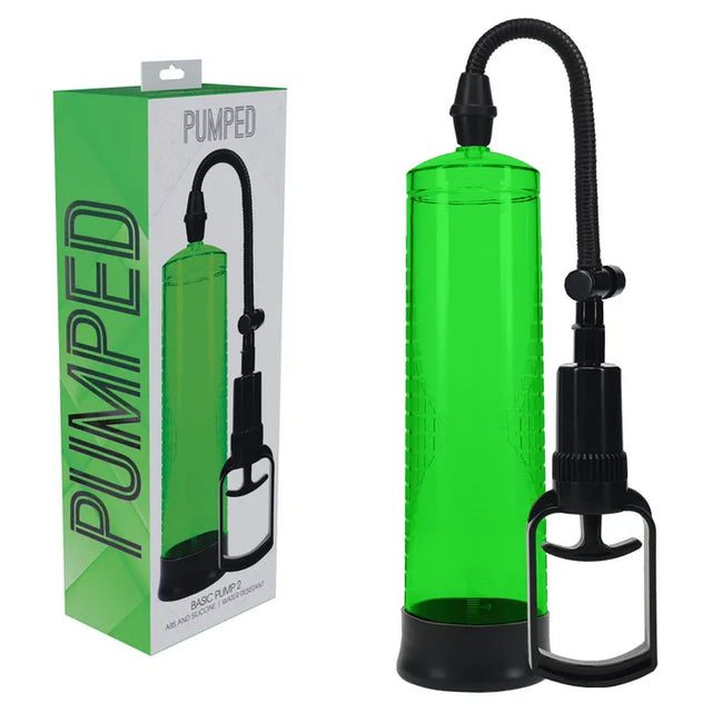PUMPED Basic Pump 2 - Green - Green Penis Pump - Naughty by Nature Adult Store