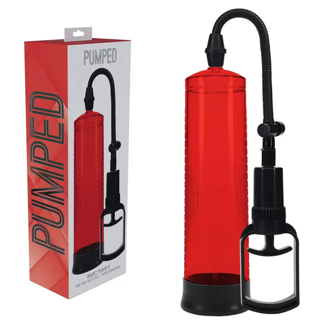 PUMPED Basic Pump 2 - Red - Red Penis Pump - Naughty by Nature Adult Store