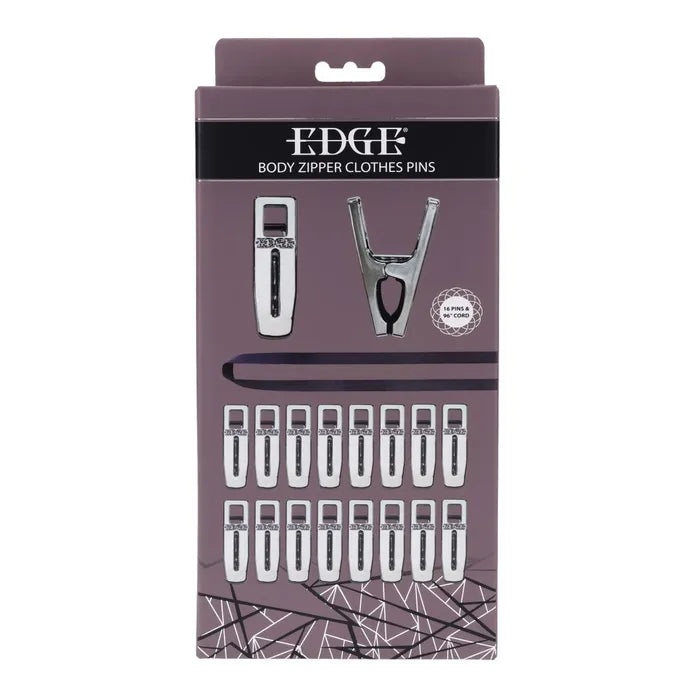 EDGE Body Zipper Clothespins Chrome Finish Set Of 16