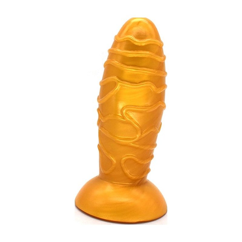 FAAK Dome Anal Plug - Gold Silicone Butt Plug - 17.5 x 5.9cm - Adult Toys