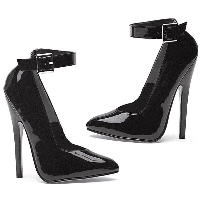 Fetish Pump w Ankle Strap Black 6in - Lingerie