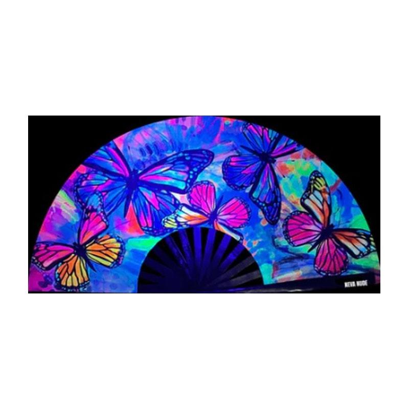 Flutter By Butterfly Blacklight Folding Fan - Lingerie